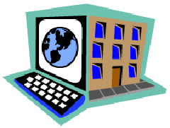 Illustration of a keyboard and building; 240 pixels wide